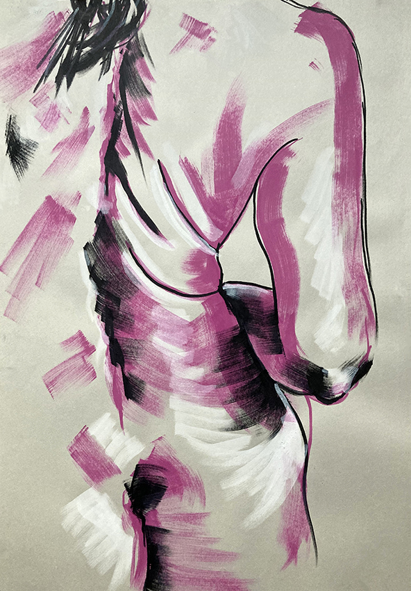 Life drawing with loose, free marks by Amanda Rigby