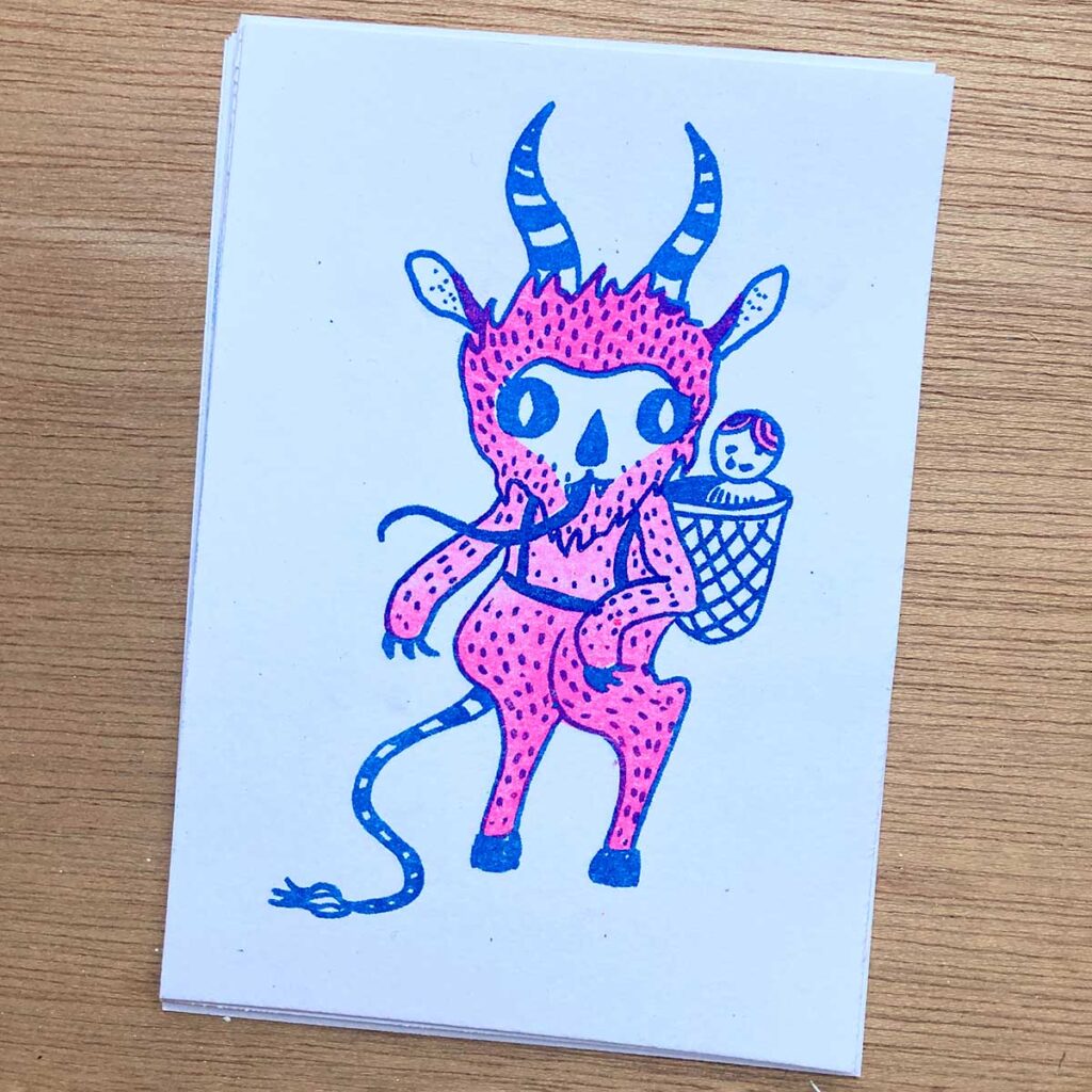 Krampus RISO print by Amanda Rigby character designer illustrator artist
